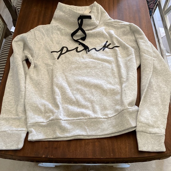 Pink funnel neck sweatshirt, light gray XS - Picture 1 of 2